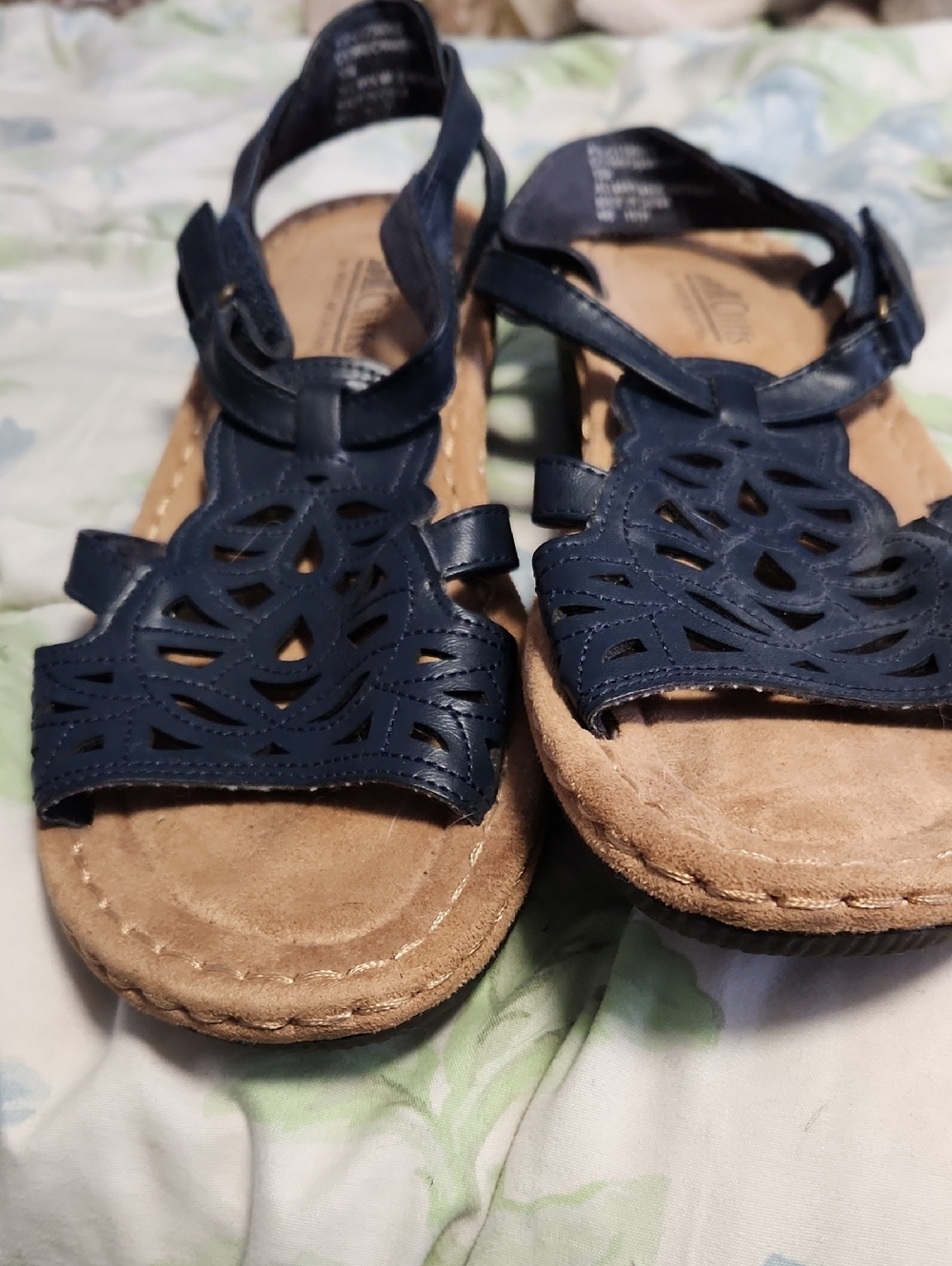 Women's Navy Blue Cutout Sandals - Comfortable Summer Footwear